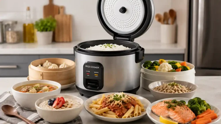 A rice cooker can do more than cook rice, from steaming vegetables and dumplings to preparing grains, oatmeal, soups, pasta, and other meals.